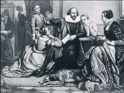 William Shakespeare con su familia
